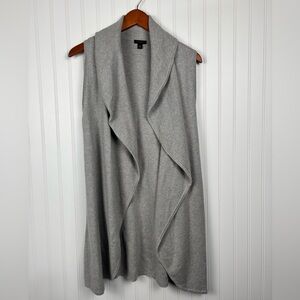 Ann Taylor Factory Gray Tight Knit Open Cardigan Sweater Vest Women’s Size XS